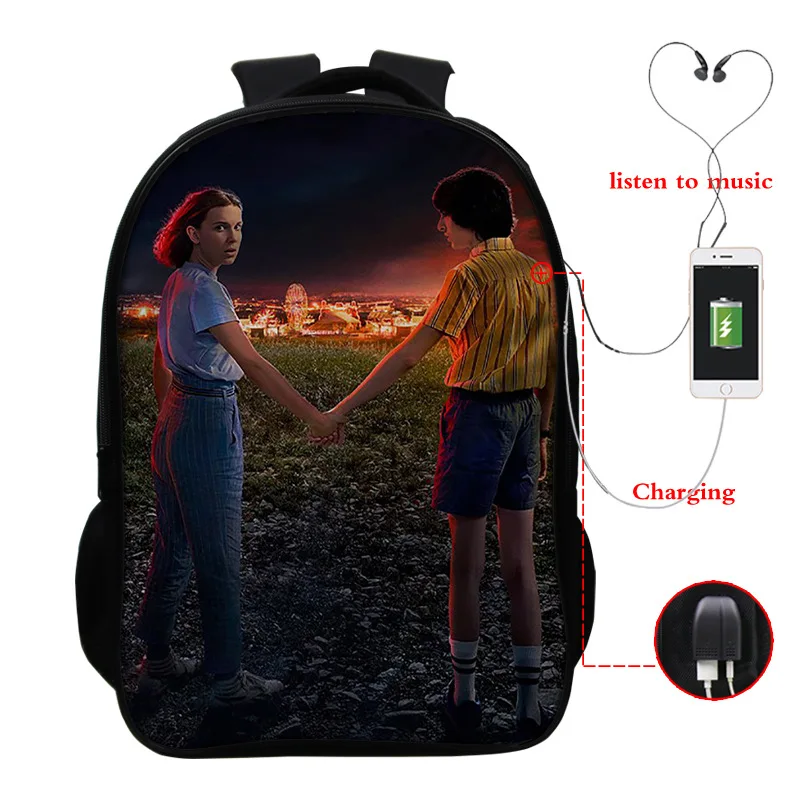photo colour Странные вещи 3 многофункциональные USB зарядка школьный рюкзак для мальчиков и девочек рюкзак для ноутбука рюкзак для подростков дорожные сумки - Цвет: photo colour