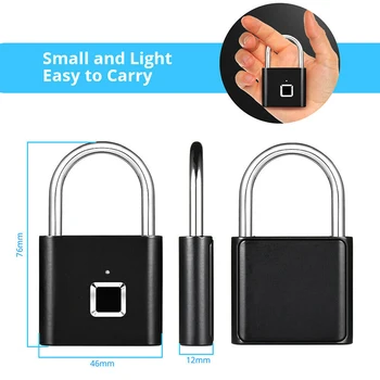 

Waterproof Fingerprint Smart Lock Keyless Padlock for Door Box Bag USB Charging Lock AC889