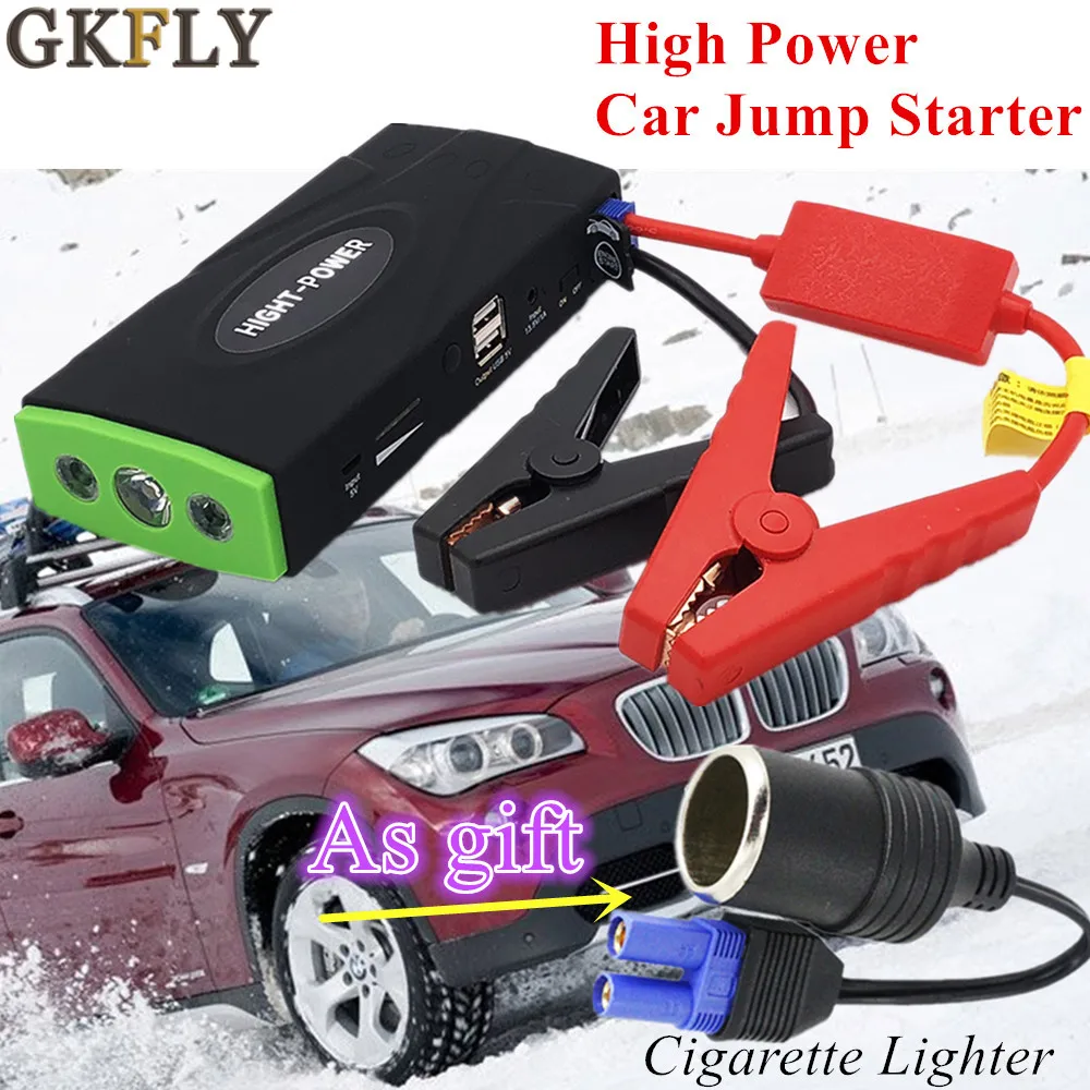 GKFLY Портативный 12000 мАч стартер с кабелями 12V 600A автомобиль скачок стартер бензинового дизельное пусковое устройство автомобиля Батарея стартер кабели