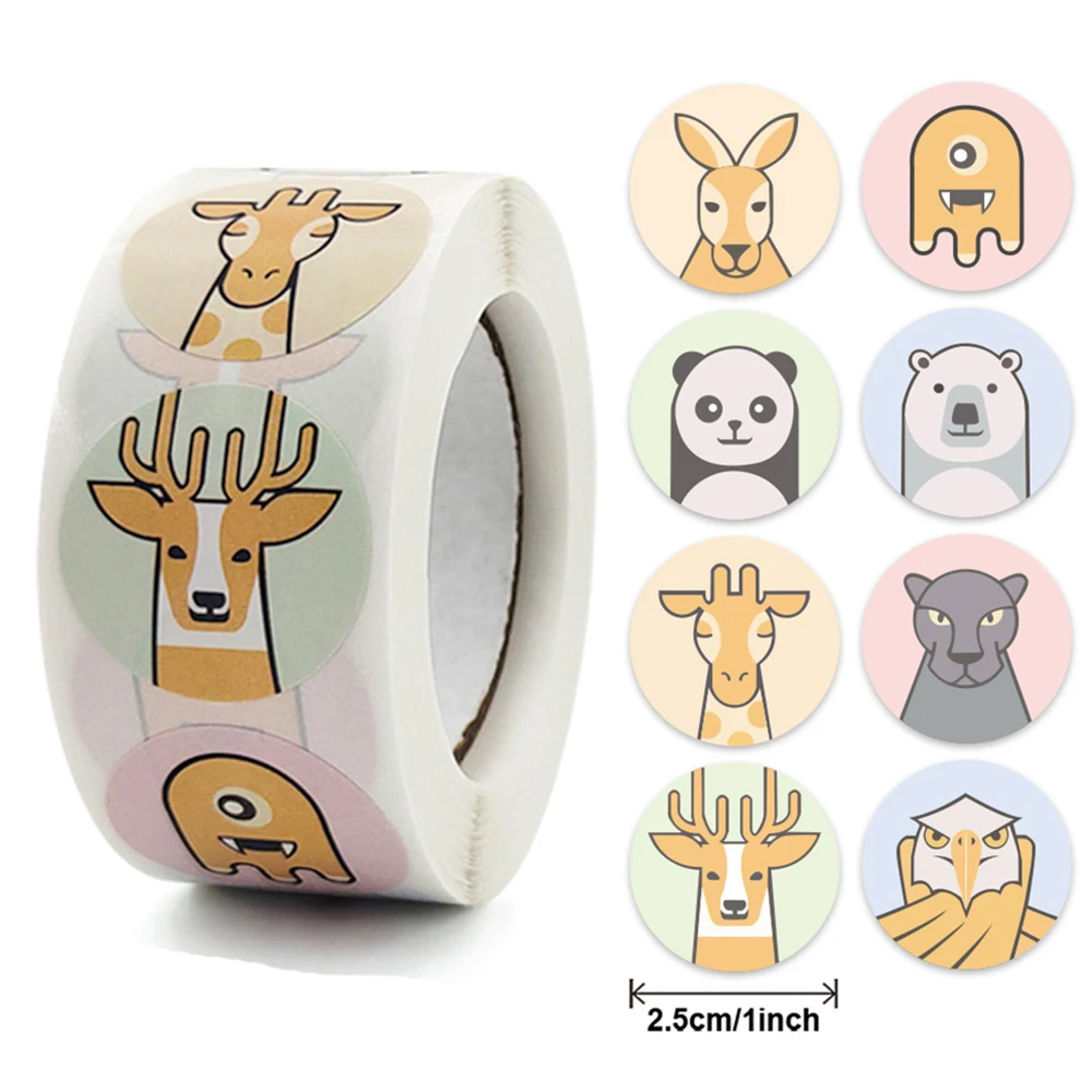 

100-500pcs Cute Cartoon Animal Stickers Teacher Reward Stickers for Kids Thank You DIY Handmade Gift decoration Label Stationery