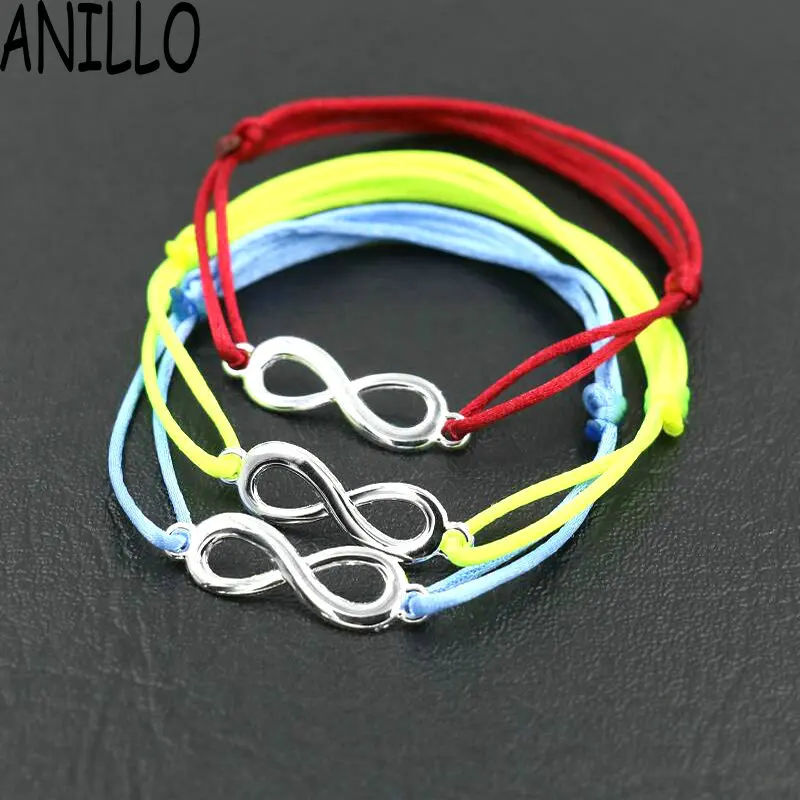 Женские браслеты для влюбленных ANILLO Infinity 8 милые розовые с Красной веревкой