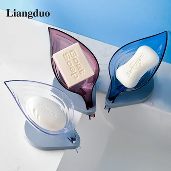 

Liangduo Leaf Shape Soap Dishes ABS Silicone Soap Holder Storage Drying Rack box Plate Tray Bathroom Supplies bathroom gadgets