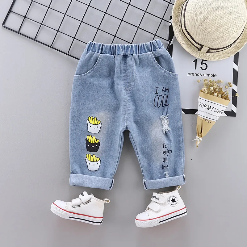 

2019 Autumn Casual Pants In Children Single Layer Baby French Fry Jeans