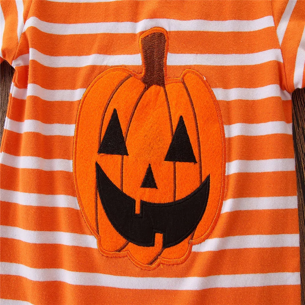 Newborn Kids Baby Boys Halloween Outfit Clothes Stripe Romper+Hat Set Toddler Halloween Costume Baby Romper Jumpsuit Dropship