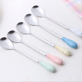 

Creative Lovely flowers coffee Mixing Spoon Stainless steel Long handle Spoon 5 styles optional B316