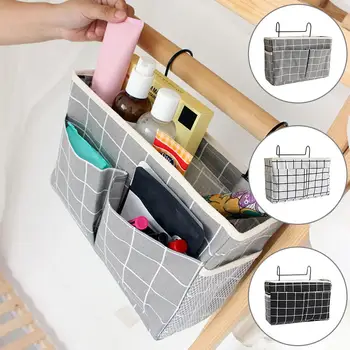 

Storage Hanging Bag Large Capacity Canvas Storage Basket Separate Storage Double Pockets On The Front For Dormitory Bed Sofa