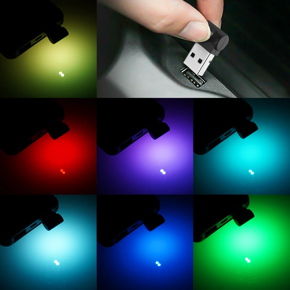 Mini USB LED Auto Licht Auto Innen Atmosphäre Licht Dekorative Lampe  Notfall Licht PC Auto Bunte Licht 7 Farben - AliExpress