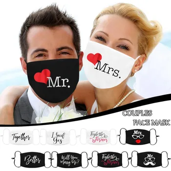 

Adults Washable Reuse Face Mask Mr. Mrs. Print Mouth Mask Adjustable Protect Mask Unisex Washable Mask Mascarilla Reutilizable
