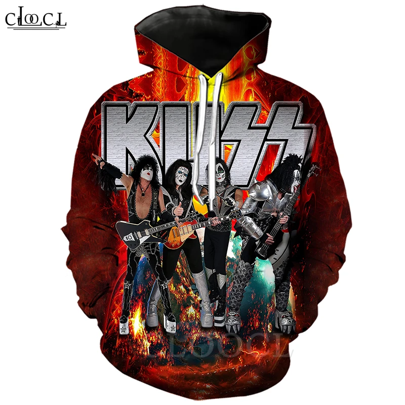 Футболка с 3D принтом рок Kiss Band Свитшот в стиле хип хоп для мужчин и женщин худи