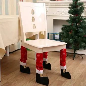 

4Pcs Christmas Chair Leg Covers Santa Boots Table Furniture Leg Socks Party Decorative Favors Christmas