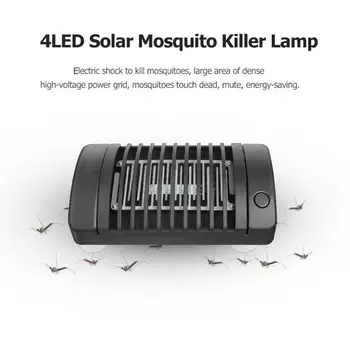 

4LED Solar Mosquito Killer Lamp Electric Shock Insect Zapper Fly Trap Light Intelligent Light Control Silent Mosquito-free