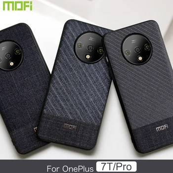 

For Oneplus 7T Case Cover Mofi For Oneplus 7T Pro Case One Plus 7T Protector Cloth Suit Fabrics Stripe Line Man Men Dark Blue