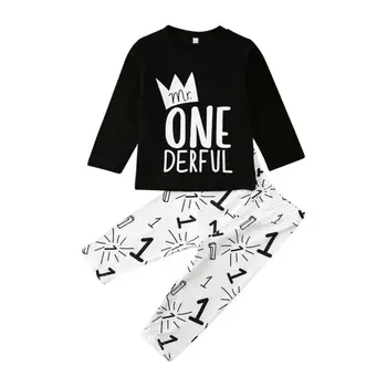 

Newborn boy birthday party clothes set long-sleeved top + pants fashion infant baby boy suit