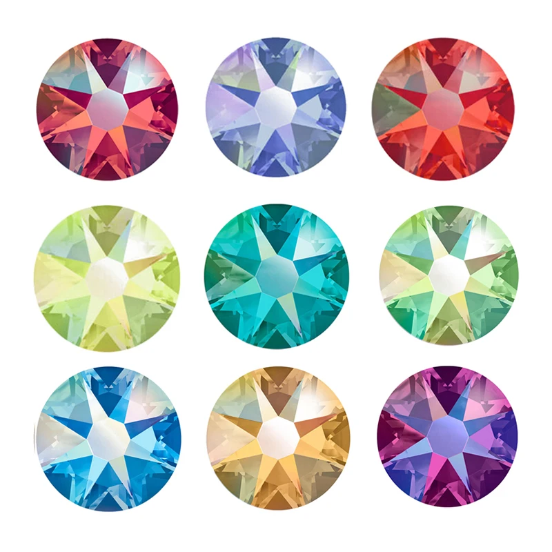 

YANRUO 2088HF 8Big 8 Small Sw Element AB Hot Fix Crystlal AB Iron On Shiny Stones Hotfix Rhinestones Strass For Wedding Dress