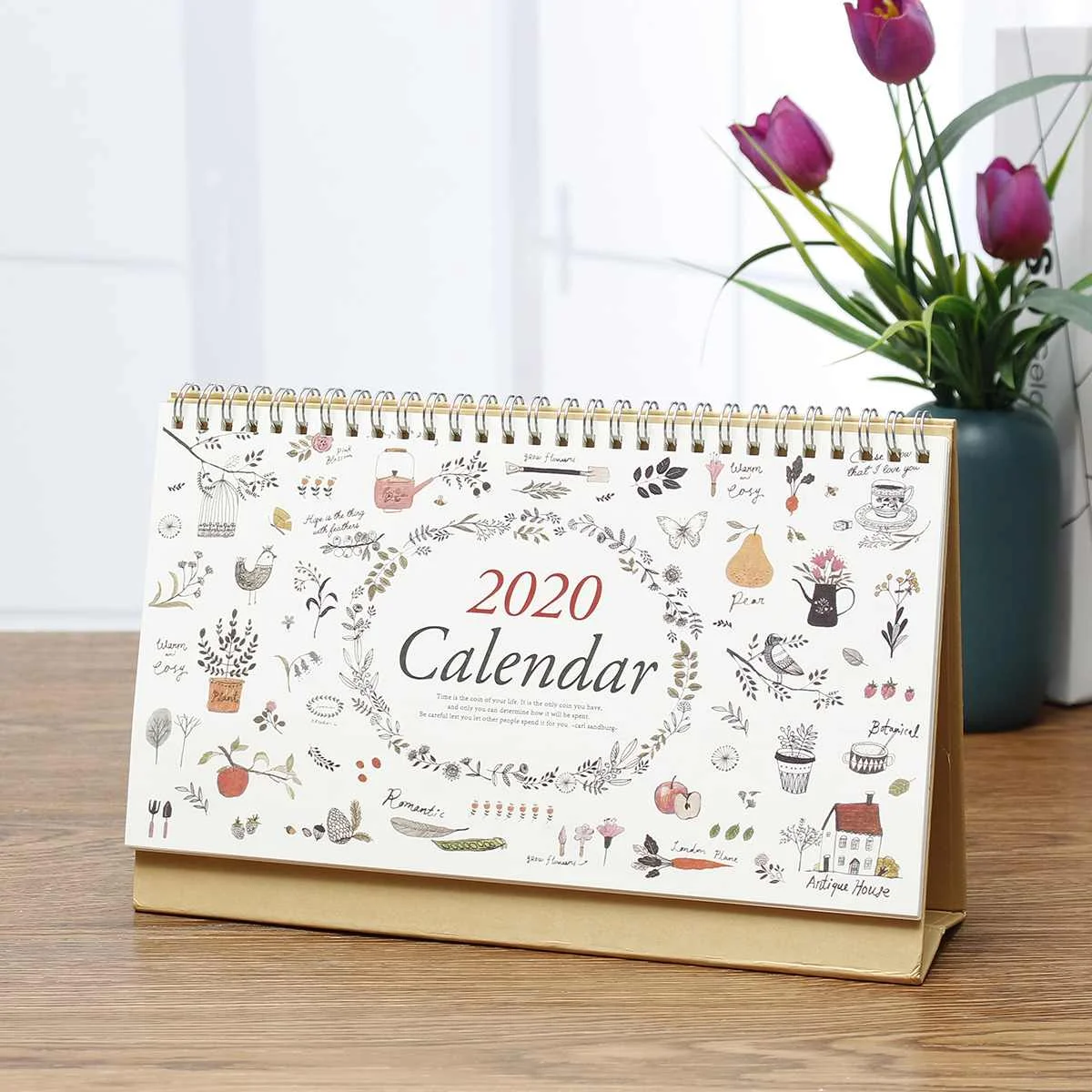 

2020 Year Desk Calendar Tabletop Daily Schedule Coil Planner Table Calendar Desktop Calendary Daily Scheduler Home Office School