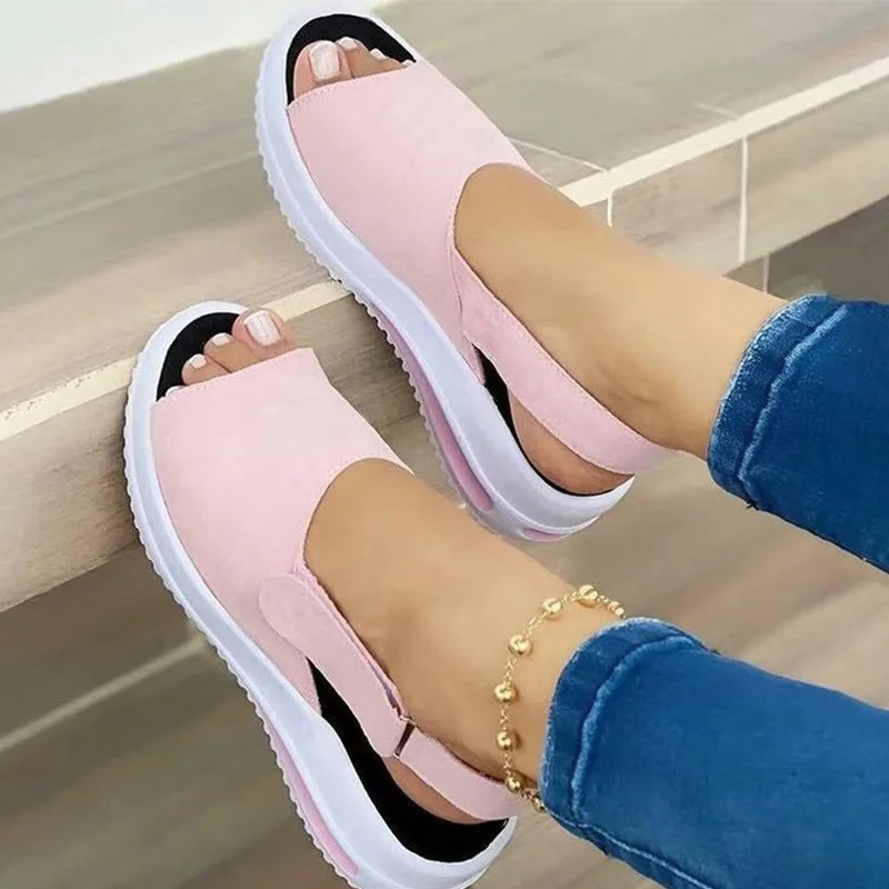 MCCKLE-sandalias para mujer informales sin cordones, zapatilla plana de lona de talla grande, 2021