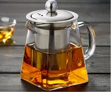 Supply Heat-Resistant Borosilicate Glass Teapot Stainless Steel Liner Filter Tea Kettle Kung Fu Tea Set 600 Ml