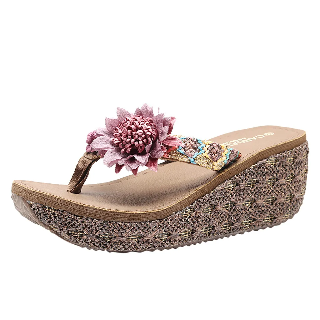 SAGACE/Лидер продаж Женские шлепанцы модные лоферы на танкетке с цветочным принтом