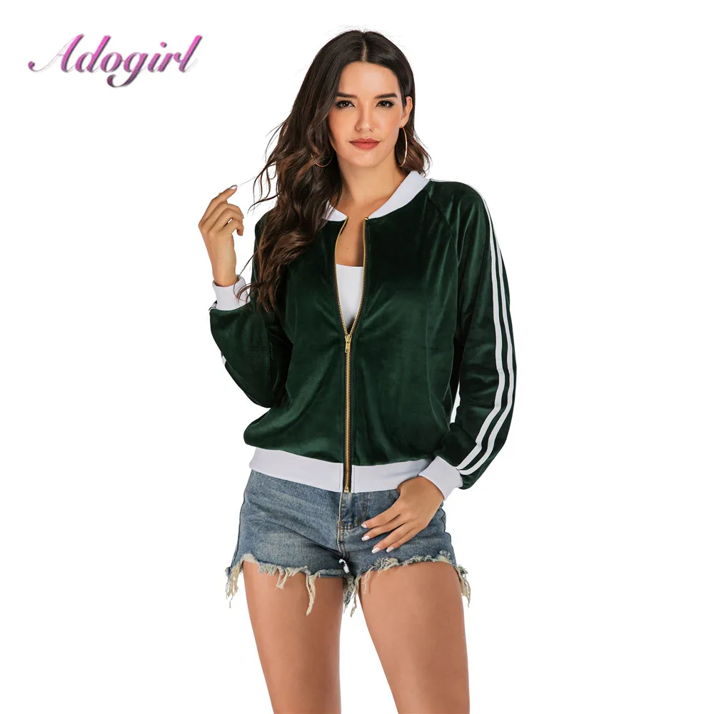 

Adogirl Casual Velvet Jacket Women Zipper Up Patchwork Bomber Jacket Coat Autumn Winter Outwear Tops Female Outwear Basic Jacket