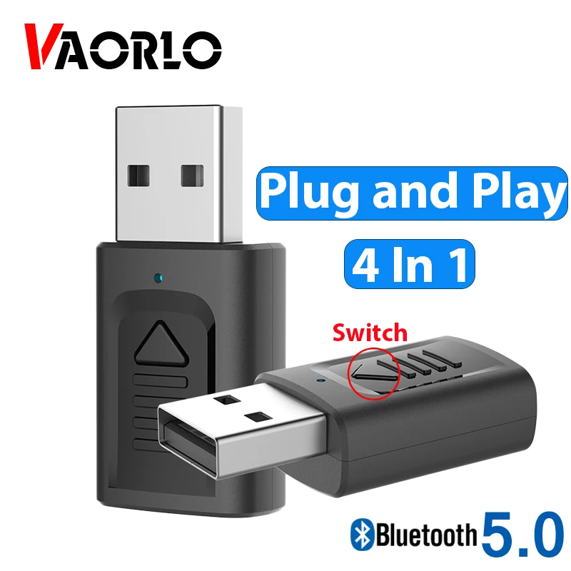 VAORLO 4 в 1 USB передатчик Plug and Play Bluetooth 5 0 приемник беспроводной адаптер для ТВ