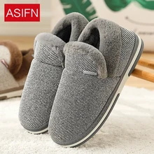 ASIFN/мужские тапочки с мехом; домашняя обувь для пар; нескользящая зимняя обувь на толстой подошве; теплая плюшевая однотонная Хлопковая женская обувь; zapatos mujer