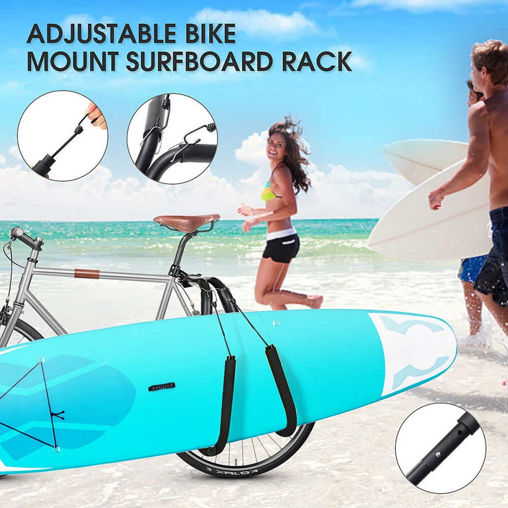 Lixada Adjustable Bike Surfboard Rack Bicycle Surfing Carrier Mount to Seat Posts Accessories 