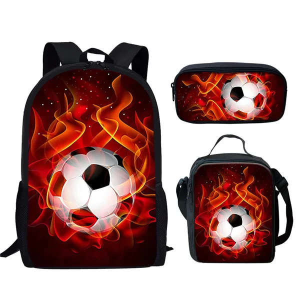 FORUDESIGNS Fire Foot Ball Футбол Баскетбол принты 3 комплекта Школьные сумки Дети мужчины рюкзак школьный рюкзак для детей для подростков студентов мальчиков - Цвет: HME1064CGK