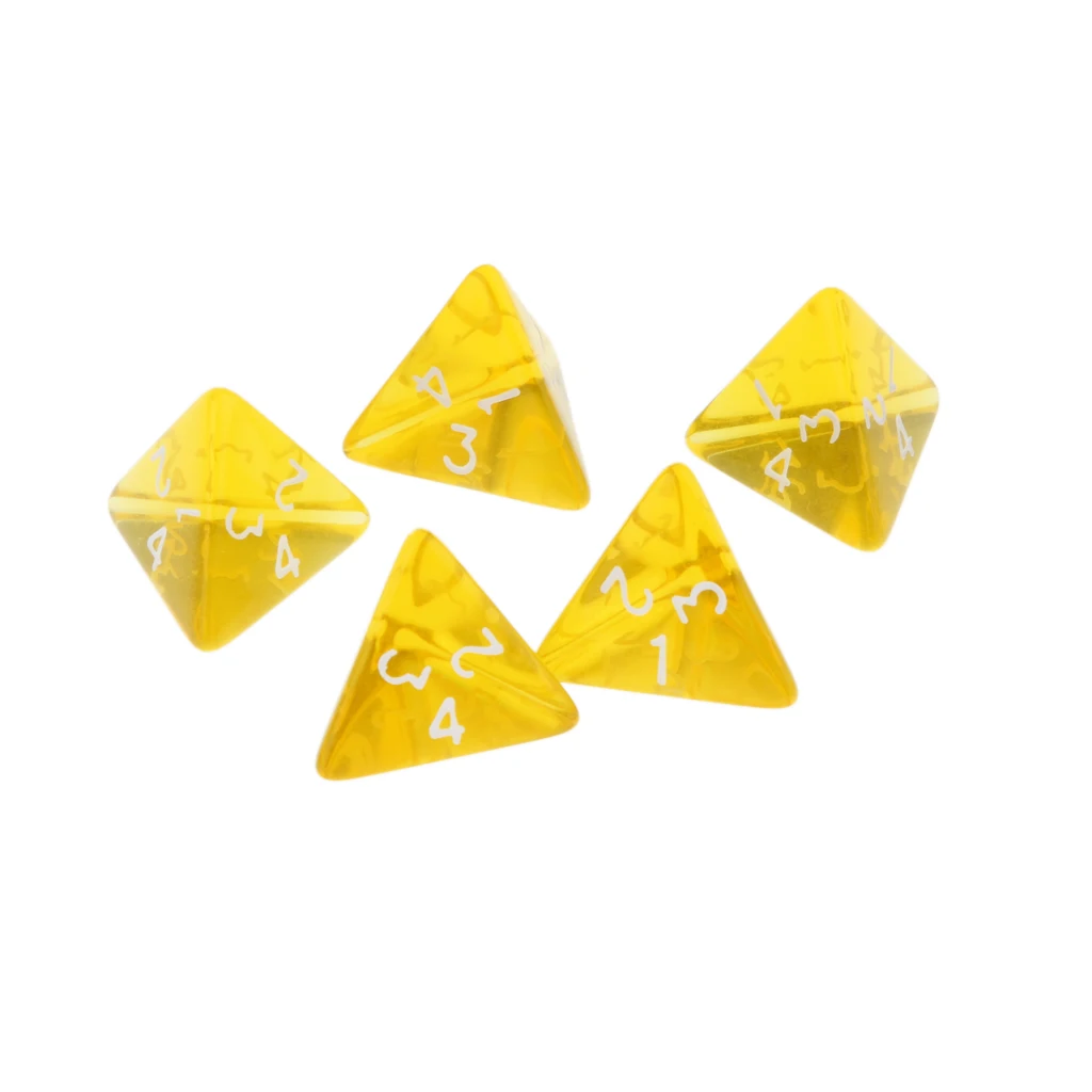 New 5pcs/Set TRPG Games Dungeons & Dragons D4 Multi Sided Dices Set Yellow