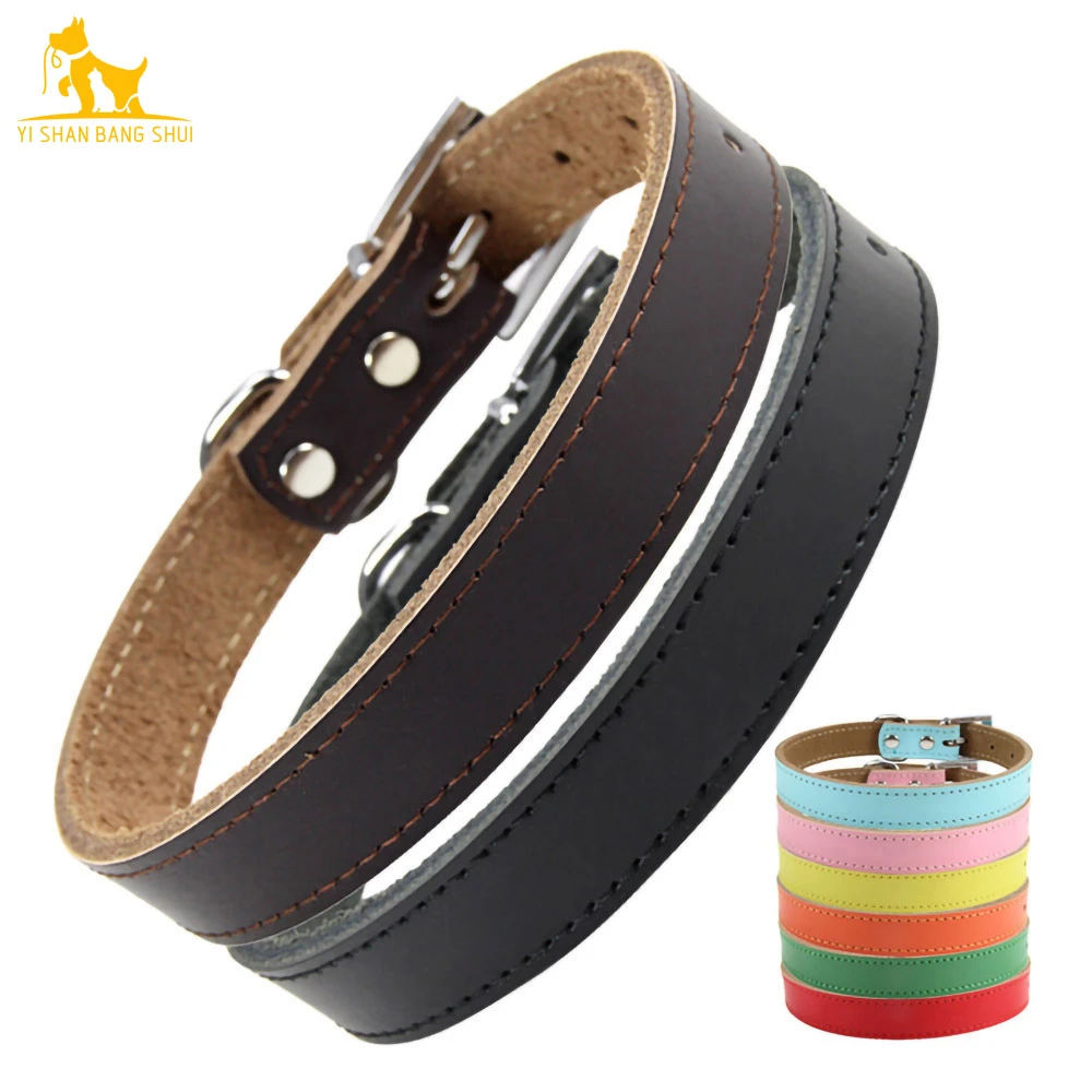 

XS-XL Genuine Leather Dog Collar Padded Microfiber Adjustable Pet Collars for Small Medium Large Dog Chihuahua Puppy Neck Strap