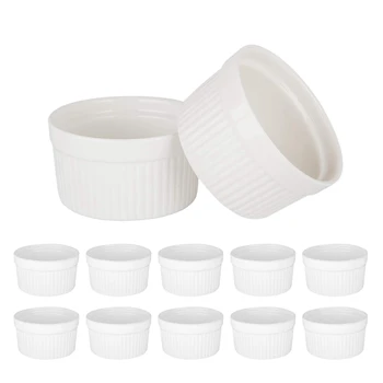 

Set of 12 PCS 6Oz Baking Ramekins Round Porcelain Oven Safe Ramekin Dessert Souffle Baking Dish