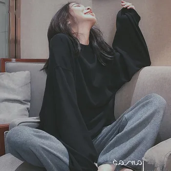 

2020 Winter Autumn Pajamas Set For Women Long Sleeve Women Pyjamas Set Soft Loose Sleepwear Warm Nightgown For Women