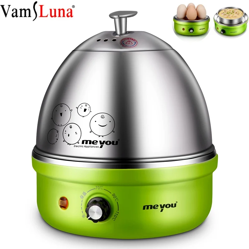 Full Stainless Steel Electric Egg Cooker With Auto Shut Off  Up To 7 Eggs For Soft Medium Hard Boiled Poached Custard