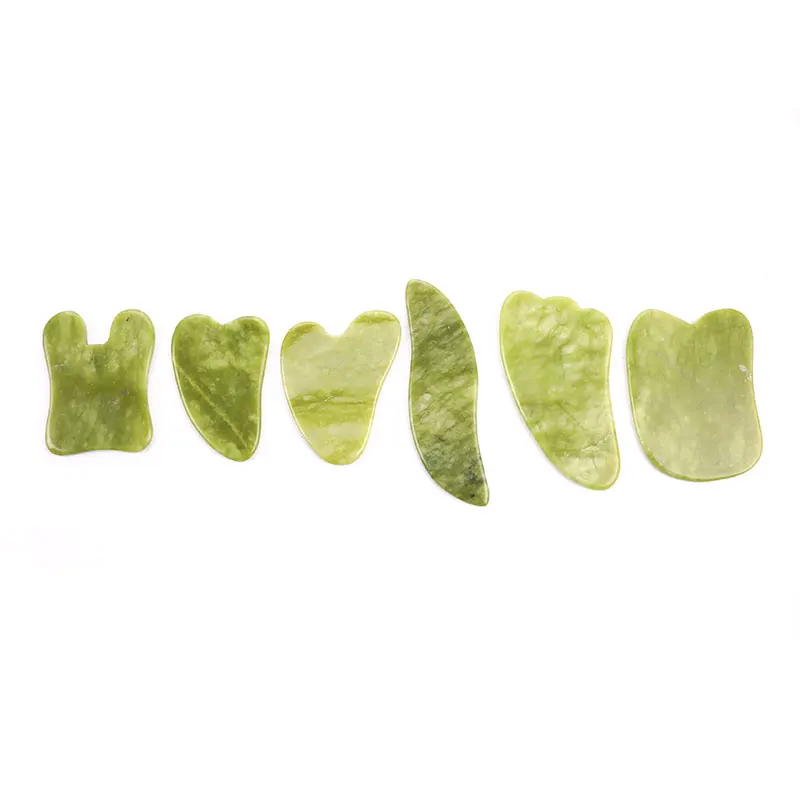 Green Natural Jade Guasha Scrapping Plate Gua Sha Massage Face Meridian Scrapping Plate Piece Massage Tool Body Arm Massage Tool