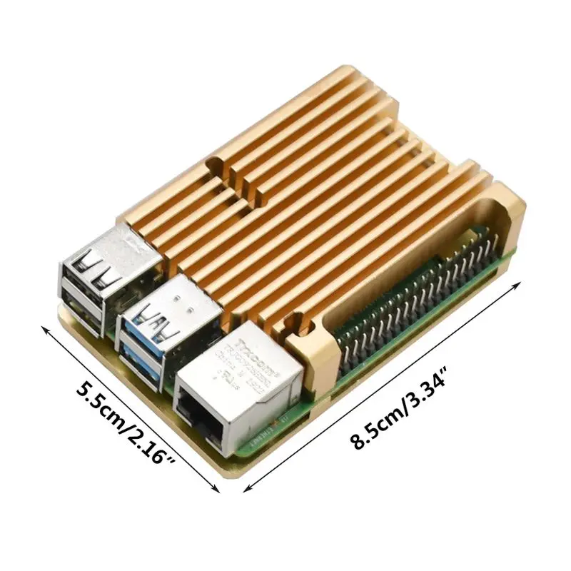 Алюминиевый Золотой корпус чехол металлический корпус коробка радиатор демонстрационная плата аксессуары для Raspberry Pi 4 Модель B