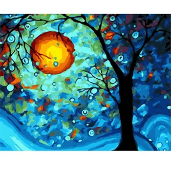 

Scenery Dreamy tree landscape Painting by numbers for adults art supplies acrylic paint diy kit number painting christmas gift