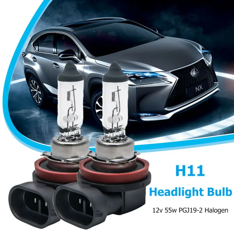 1 Pair 55W 12V Universal Clear Main Front Car Headlights Dip Beam Lamp