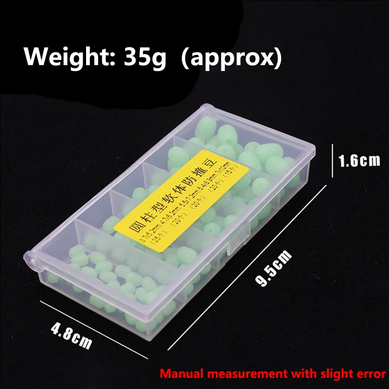 100 шт./кор. 5 размеров Морская рыбалка цилиндрический светящийся зеленый Мягкие Резиновые Шарики анти-столкновения фасоли костюм для Sabiki рифовых и морских окуней приманка буровая установка