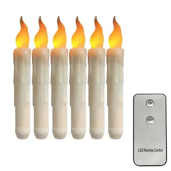 

6Pcs/Set Remote Contro LED Taper Candles Electronic Candle Lights Christmas Candles Battery Powered Led Lights Candle