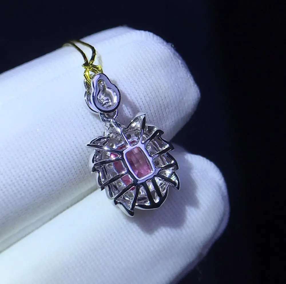 Розовая Сапфировая подвеска настоящие хорошие драгоценности 18K золото натуральный padпараdscha розовые драгоценные камни-сапфиры 1.05ct подвески для женщин ожерелье