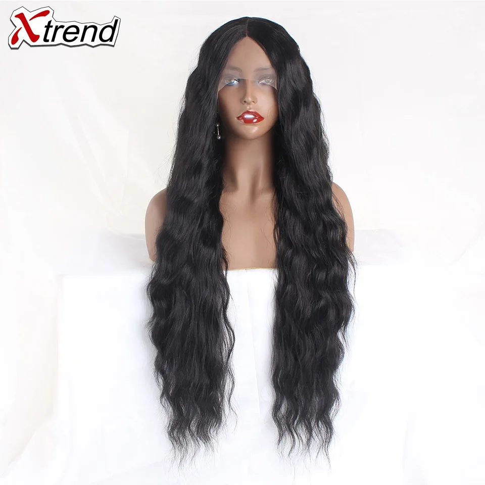 Xtrend синтетический парик на кружеве длинные глубокие волны парики для черных женщин средняя часть Омбре коричневый серый красный блонд 613