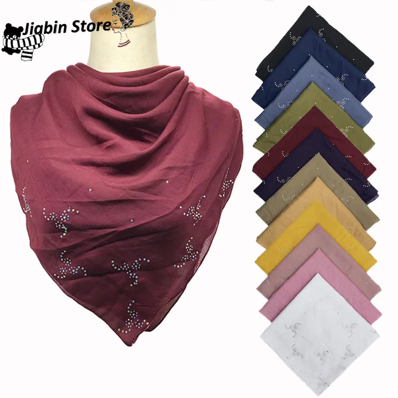 

Solid scarf Hot rhinestone shawls Muslim headscarf New bandana Square pashmina Women popular muffler Islamic hijab