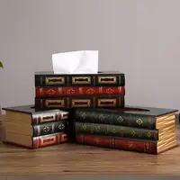 Vintage Book Shaped Tissue Case Box Container Home Car Tissue Box Storage Case Curved Patterns Paper Holder Box Table Decoration 2