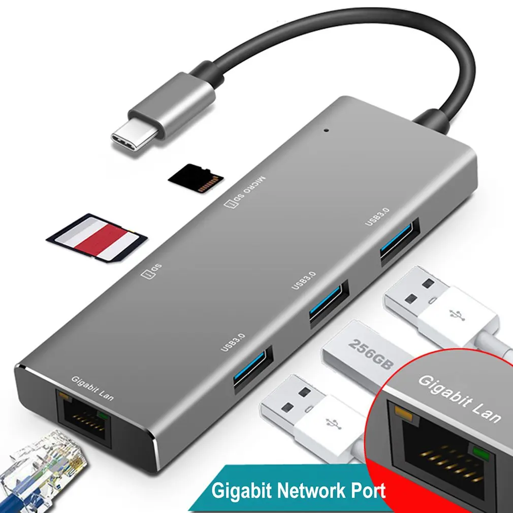 Yc720Type-C 10 Гбит/с концентратор гигабитный сетевой интерфейс низкая температура Usb 3,0 многофункциональная док-станция