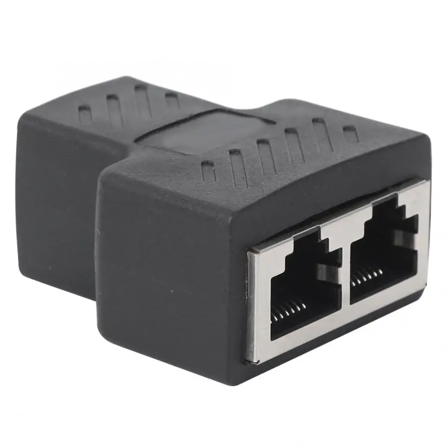 

5PCs Wire Extender Network Splitter RJ45 1-into-2 Three-Way Adapter Wire Extender Black Industrial Elements