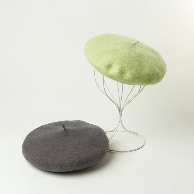 

New Style Autumn And Winter Fashion Upgraded High Quality Fine Wool Beret Painter Cap Warm Woolen bei lei mao