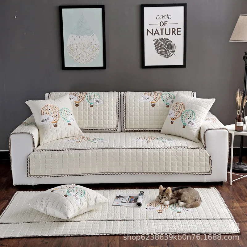 

2019 New Style Modern Minimalist Quilted xiu hua mian Sofa Cushion Four Seasons Anti-slip Anti-Wrinkle Breathable Sofa Cover