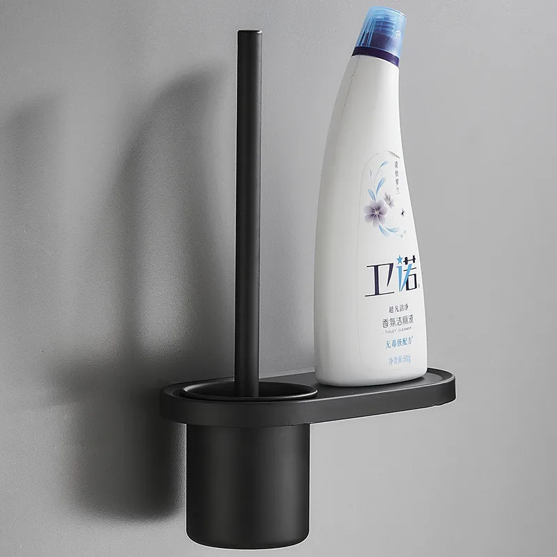 

Tuqiu Black Toilet Brush Holder with Brush Aluminum White Bathroom Toilet Scrub Cleaning Brush Holder Set Wall Mounted