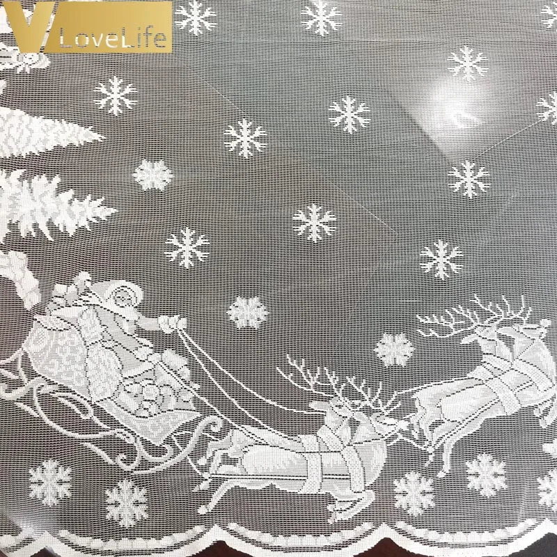 Christmas Elk White Lace Round Table Cloth Snowflake Large Table Covers Party Dinner Wedding Banque