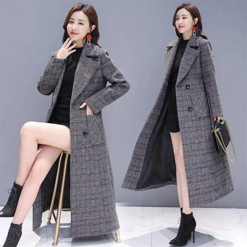 YUEHAO Coats For Women Women's Autumn And Winter Fashion Lattice