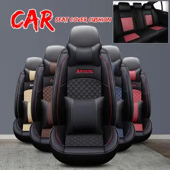 

[5D Surround Design]Breathable Wear-resistant Leather Auto Seat Cover 5-seat Car Full Set Seat Cushion Car Seat Pad Car Interior